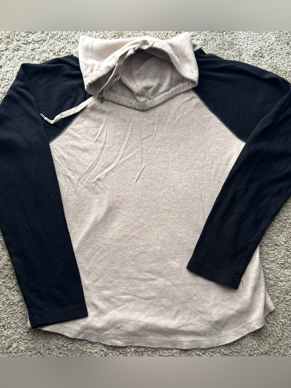 American Living Cowl Neck Colorblock Long Sleeve Top Beige Black Size Large - Picture 4 of 6